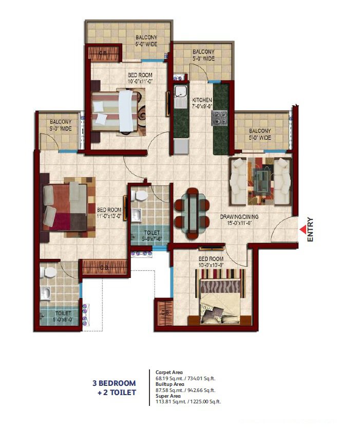 Nirala Estate Phase 2 Floor Plan 1225 sqft
