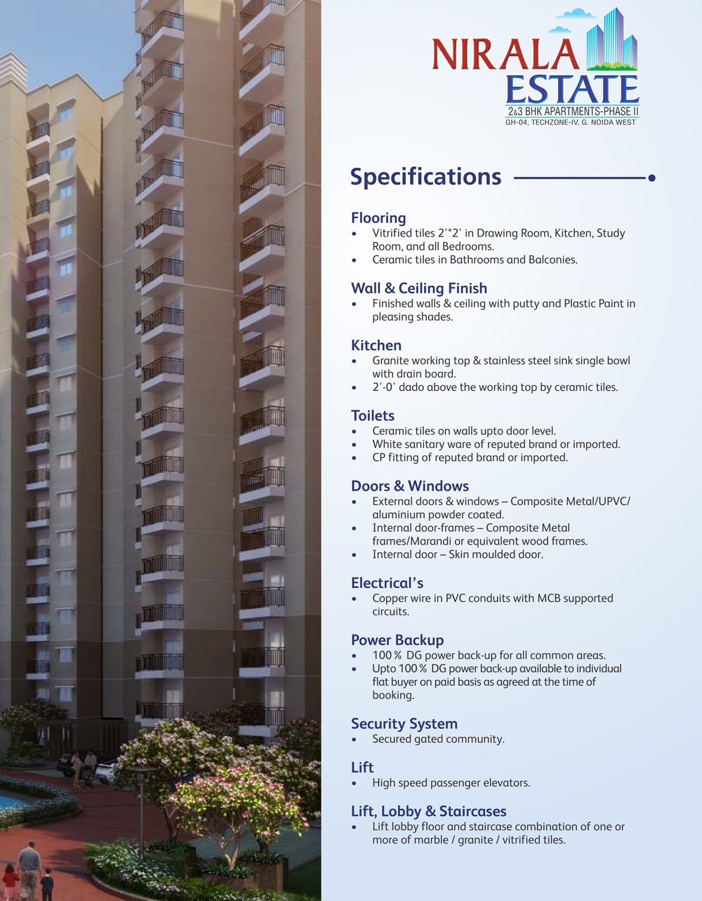 Nirala Estate Phase 2 Specifications