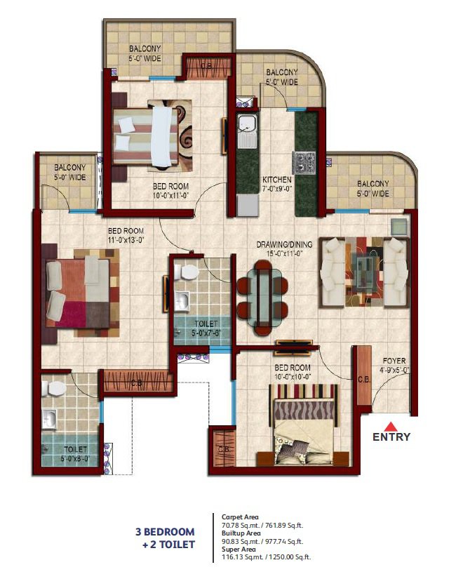 Nirala Estate Phase 3 Floor Plan 1250 sqft