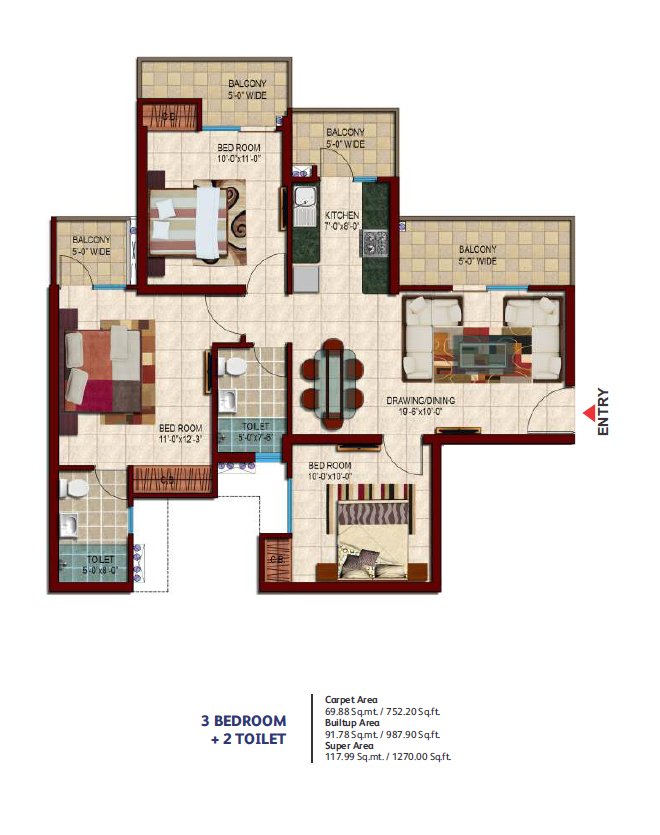 Nirala Estate Phase 3 Floor Plan 1270 sqft