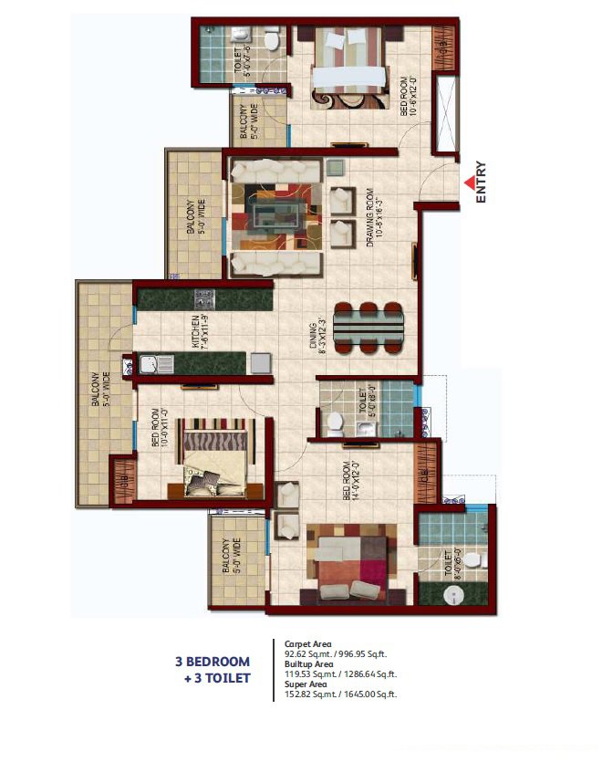 Nirala Estate Phase 3 Floor Plan 1645 sqft