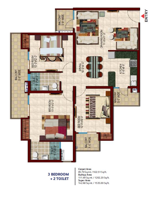 Nirala Estate Phase 4 Floor Plan 1535 sqft
